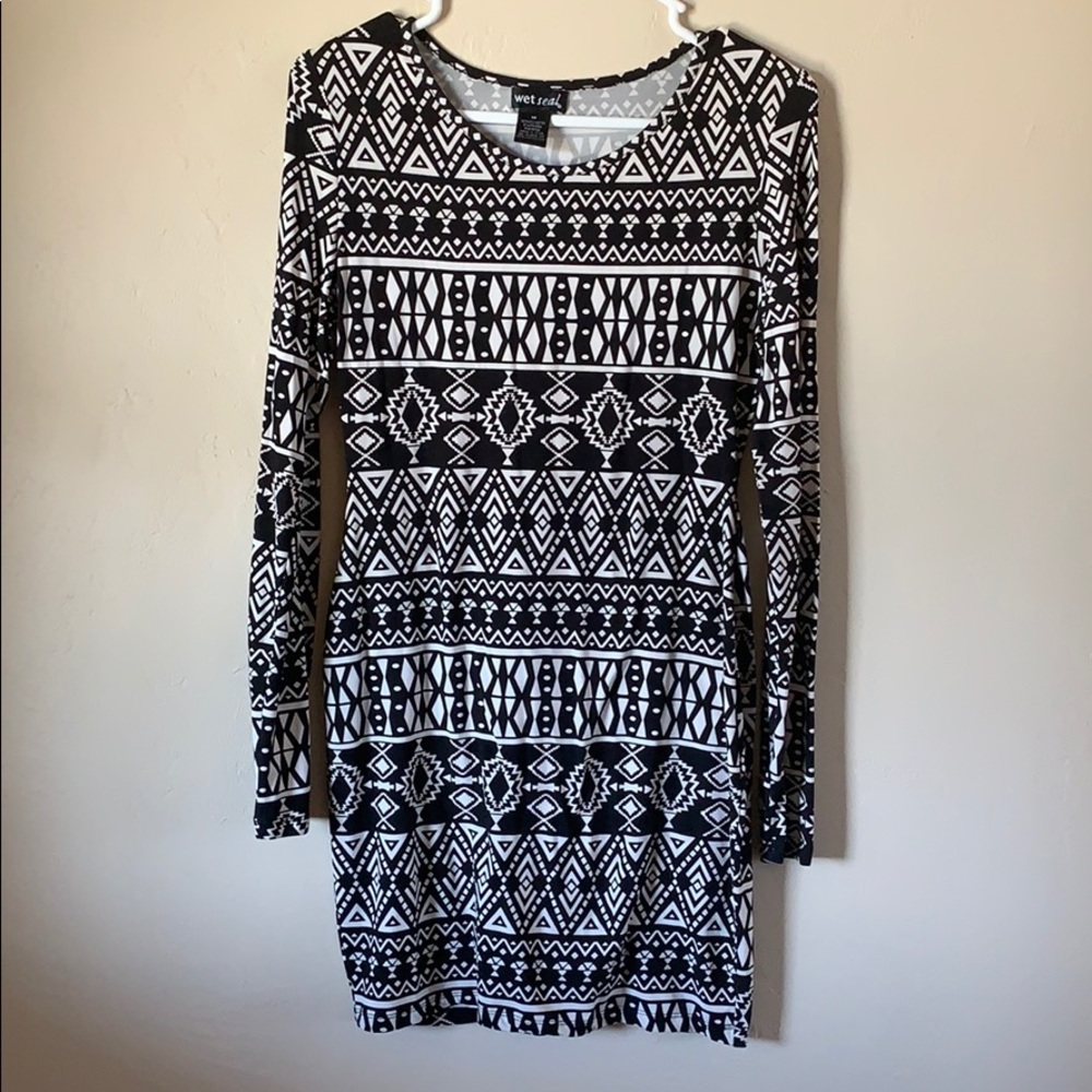 Aztec Black & White Dress